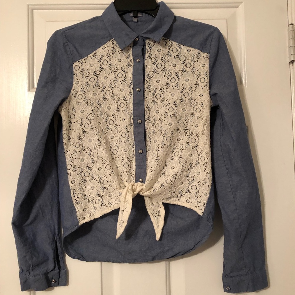 Tie Front Chambray Shirt
